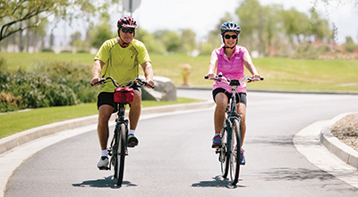 Couple bike riding