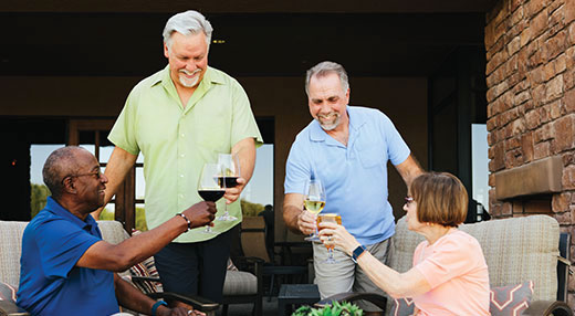 Group cheers with wine