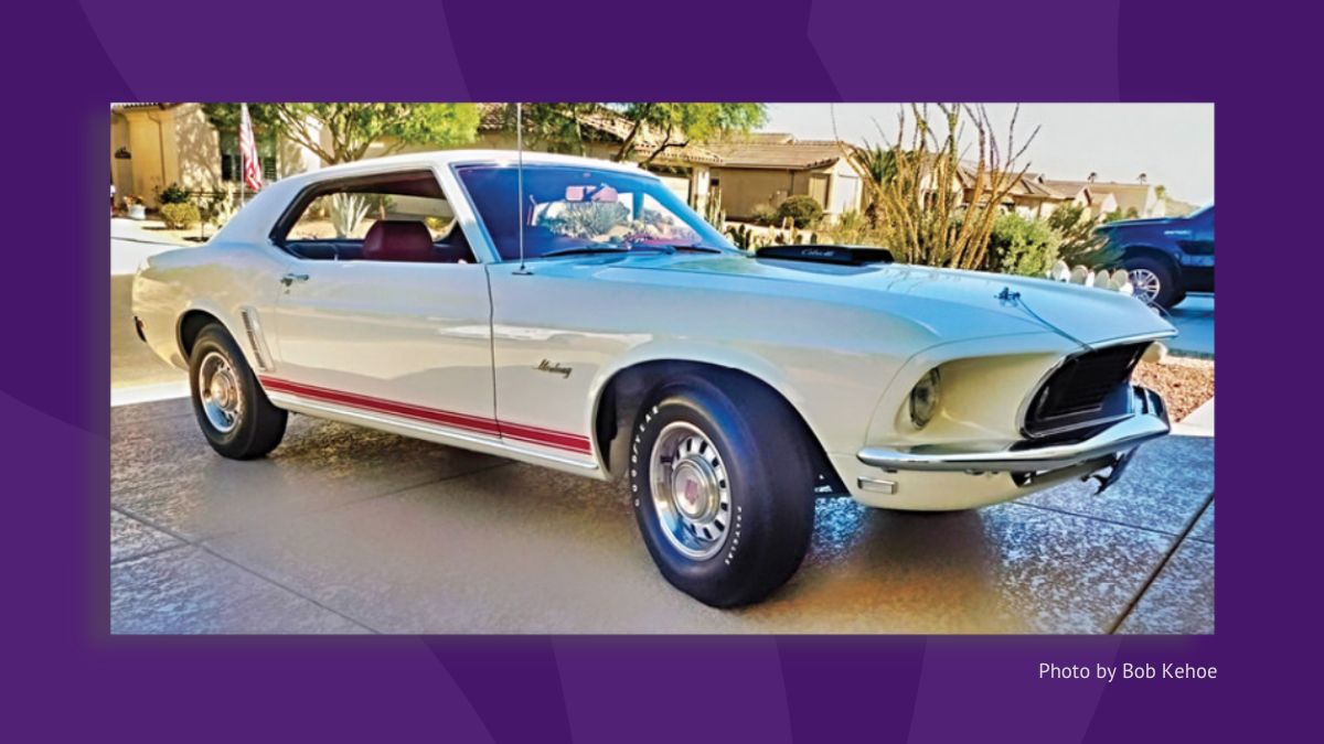 Exterior of Robson Ranch Arizona's 1969 Mustang, owned by Henry and Jean Isaksen