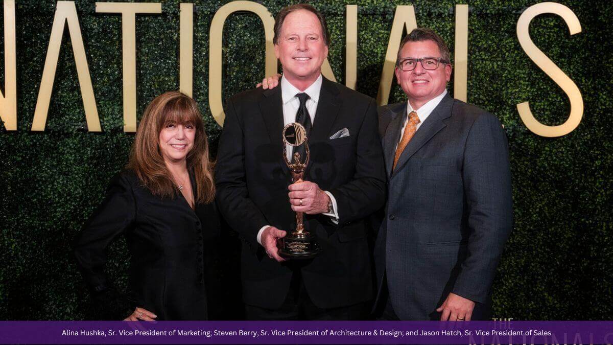 Alina Hushka, Sr. Vice President of Marketing; Steven Berry, Sr. Vice President of Architecture & Design; and Jason Hatch, Sr. Vice President of Sales at the 2023 NAHB 55+ Housing Awards